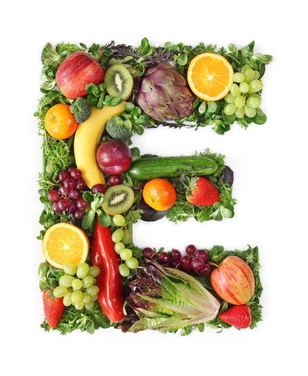 蔬菜水果组成的字母E