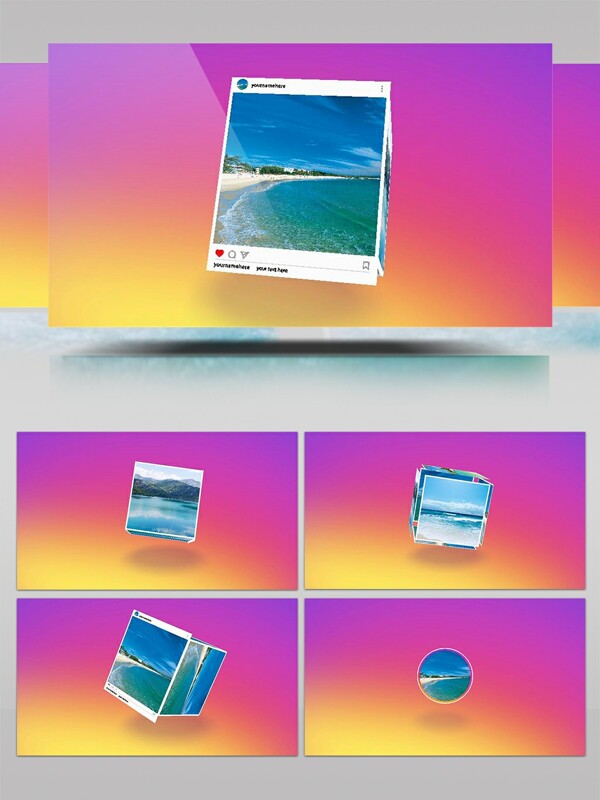 社交照片组成3d盒子进行展示的ae源文件