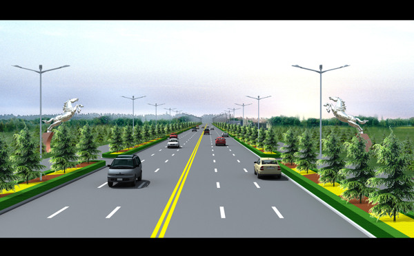 道路绿化效果图图片