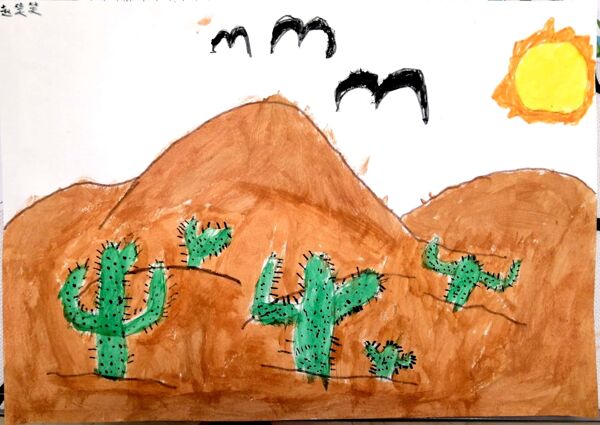 儿童绘画沙漠图片