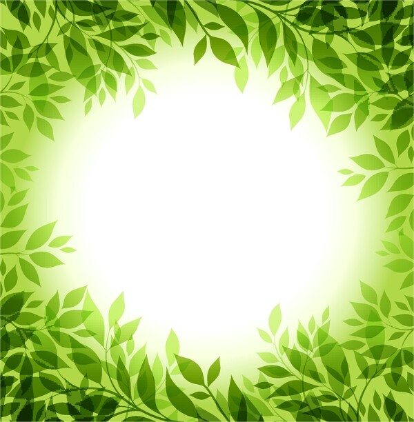 绿叶边框绿色环保背景图片
