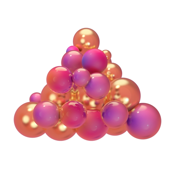 C4D立体圣诞节粉色金色风格装饰元素球
