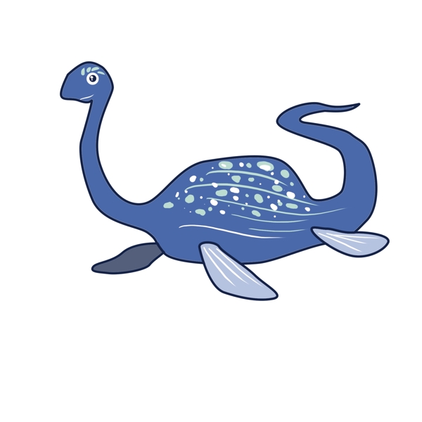 蓝色的蛇颈龙插画