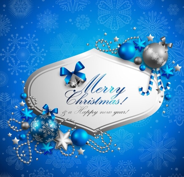 蓝色雪花圣诞梦幻背景图片