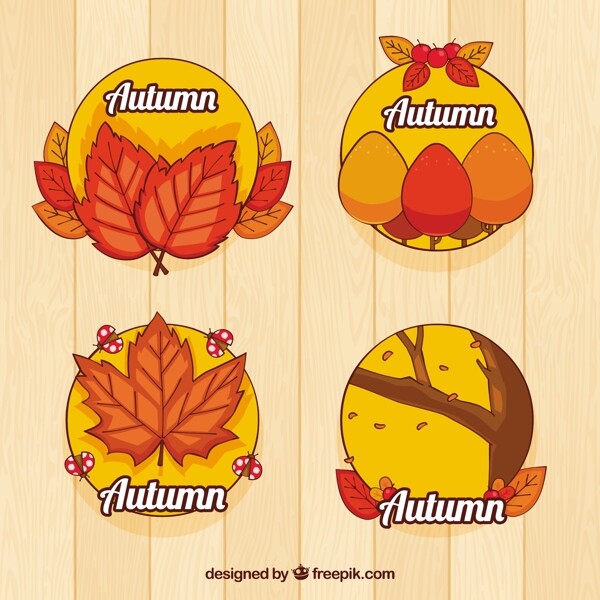 有趣的秋天标签具有手绘风格