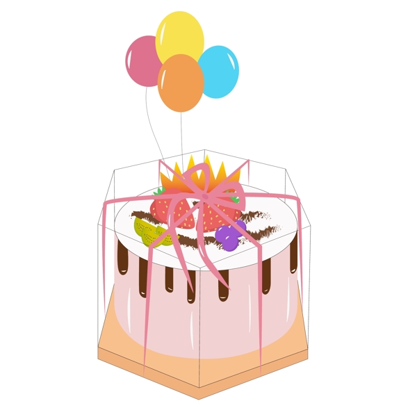 小清新礼花气球生日蛋糕彩带等组合装饰