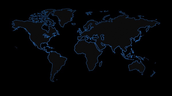 蓝色描边世界地图