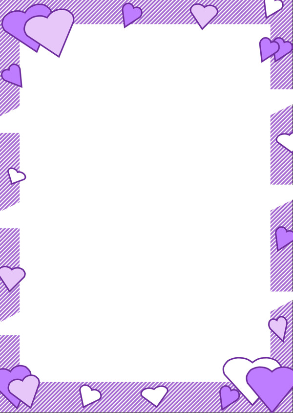 紫色条纹爱心不规则几何边框背景