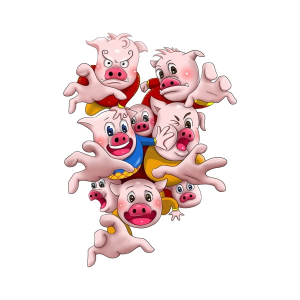 卡通粉红色猪头装饰元素
