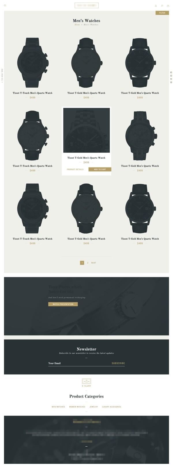 国外精美大气的手表展示界面商城网站设计
