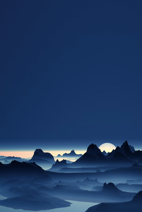 蓝色水墨山峰背景