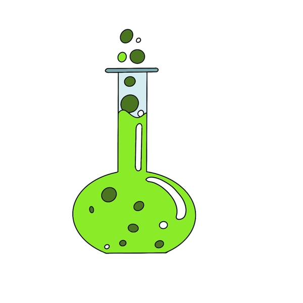 绿色液体细口瓶插画