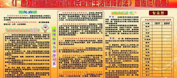 广西壮族自治区农村最低生活保障宣传栏图片