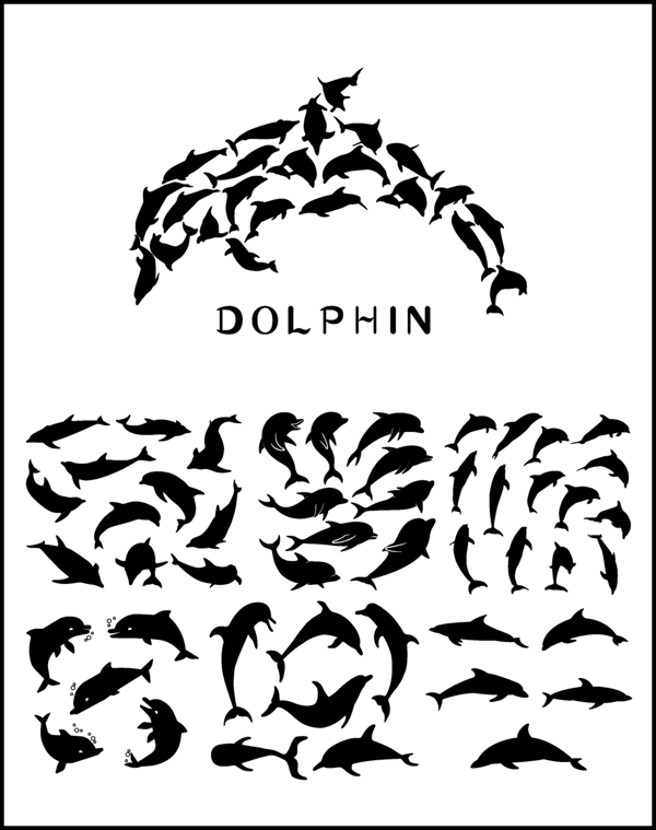 各种海豚造型剪影矢量元素