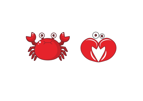 螃蟹可爱手绘矢量logo元素蟹