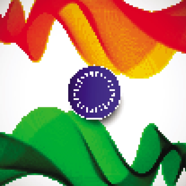 印度共和国日波浪背景与国旗颜色