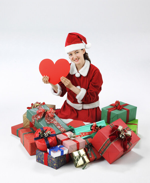 礼物盒中的圣诞女孩图片