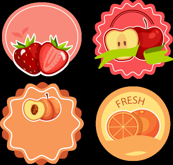 红色调水果标签图标免抠png透明图层素材