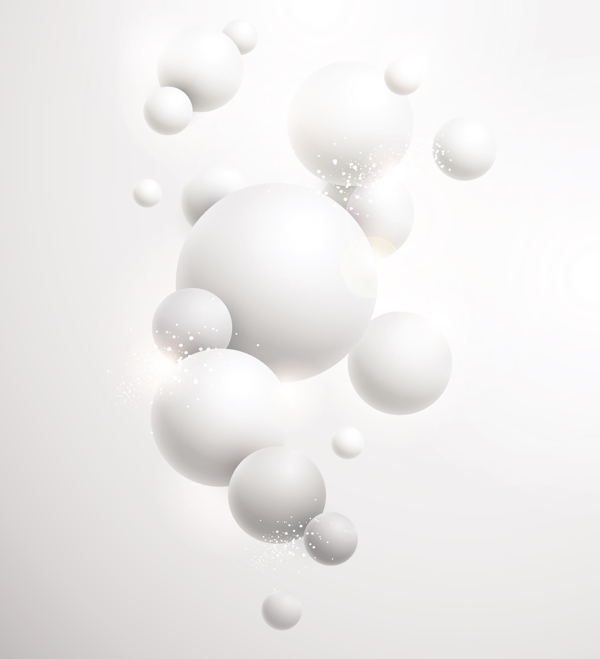 白色立体圆球矢量素材