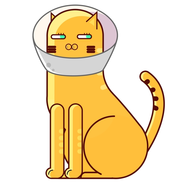 戴圈子的猫咪卡通png素材