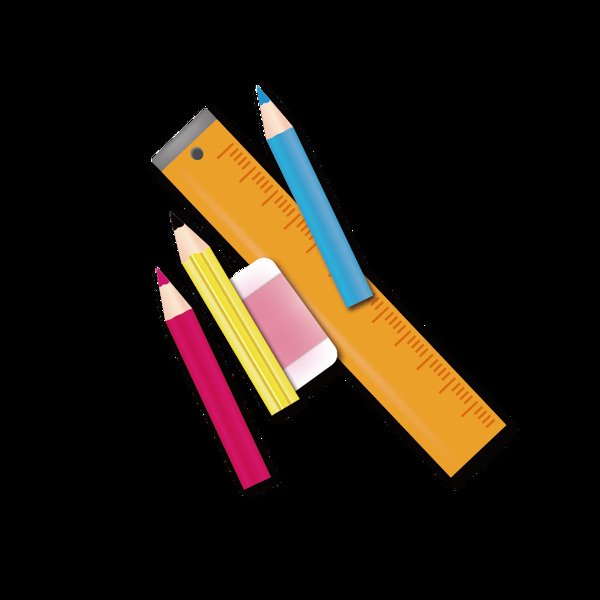 彩色铅笔尺子元素
