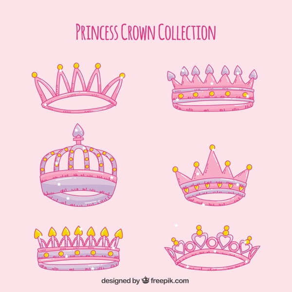 可爱手绘风格粉红色公主冠图标