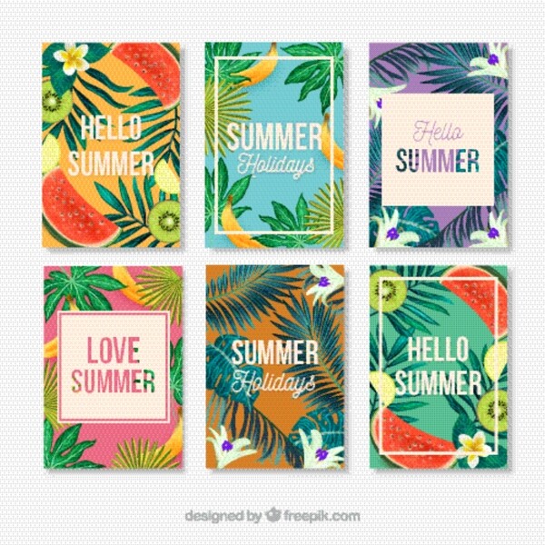 六张逼真的夏季卡片