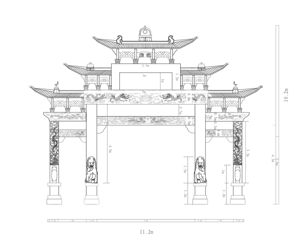 牌坊施工图图片