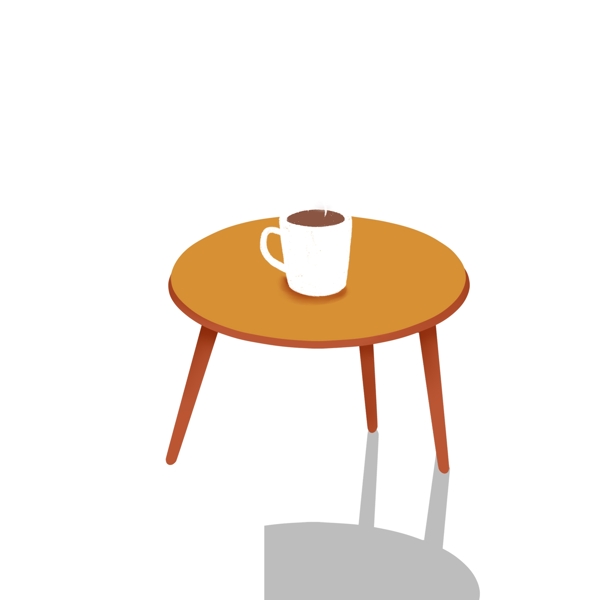 手绘桌子上的一杯咖啡元素设计
