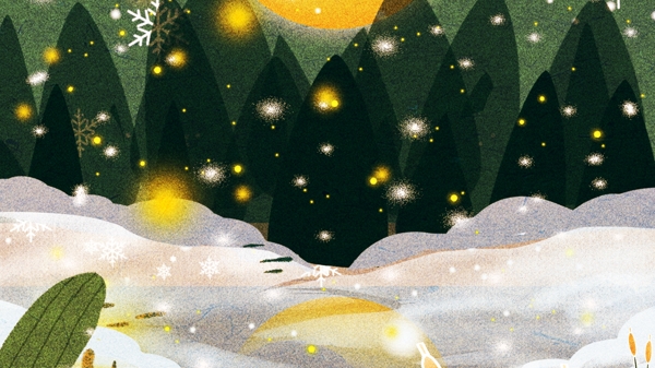 手绘夜空下的雪地背景素材