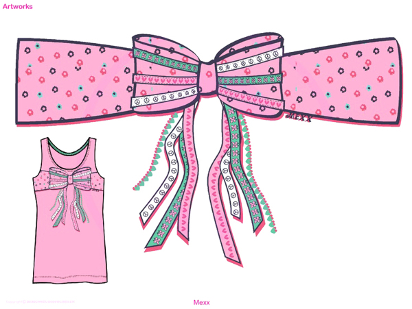 粉色蝴蝶结背心设计图