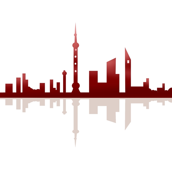 可商用手绘上海城市楼房创意剪影