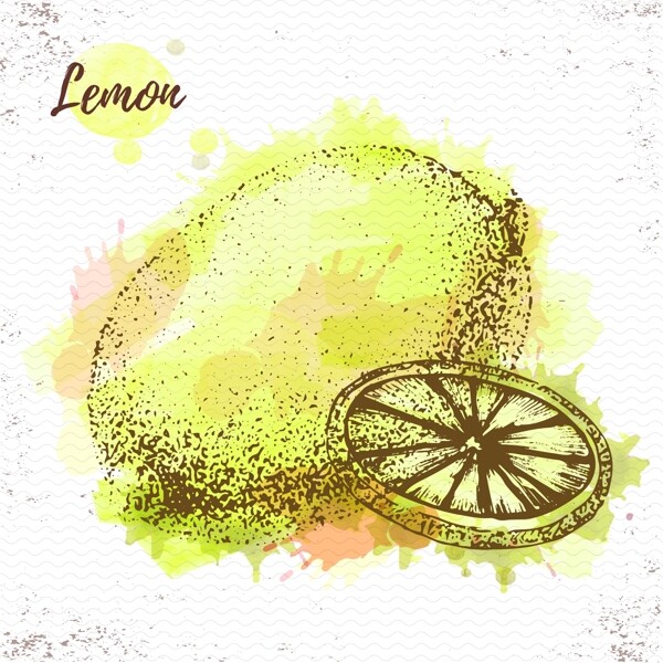 创意手绘水果柠檬插画