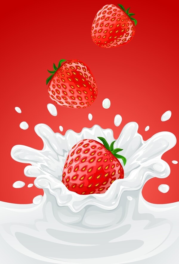 草莓牛奶花免费矢量素材下载