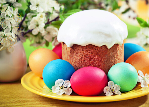 蛋糕与复活节彩蛋图片