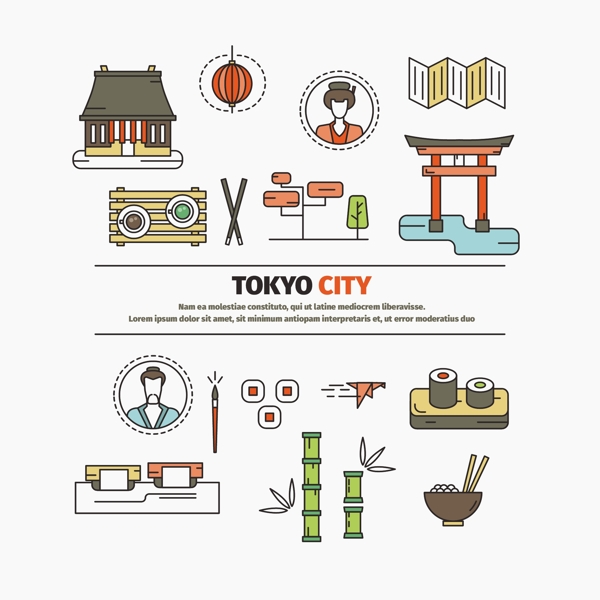 东京城市平面设计元素