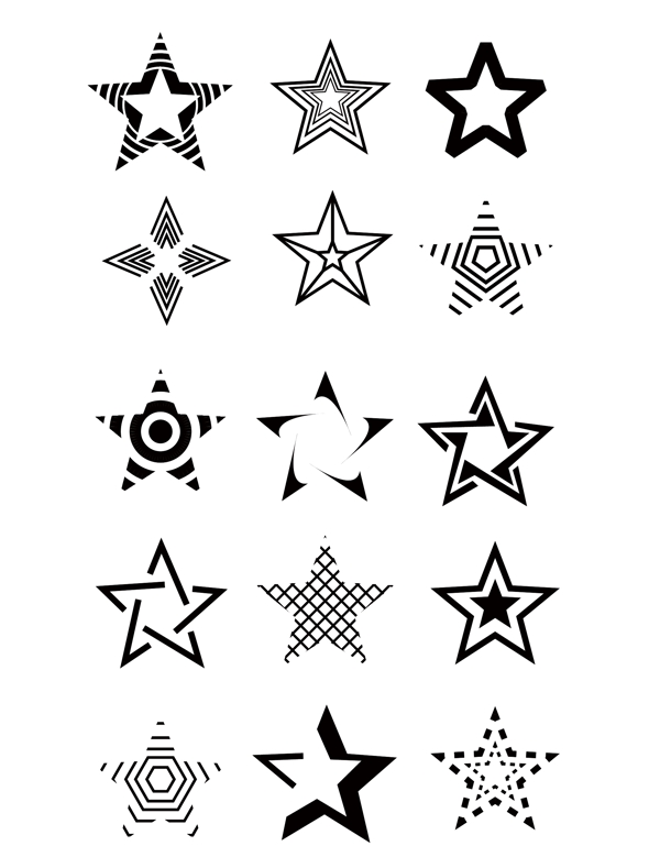 五角星图案黑色线性简约星星