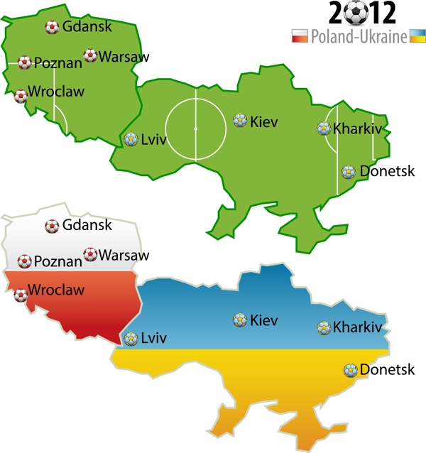 国家地图欧洲杯足球矢量素材