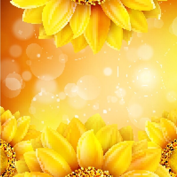 梦幻向日葵花朵金色背景纹理素材