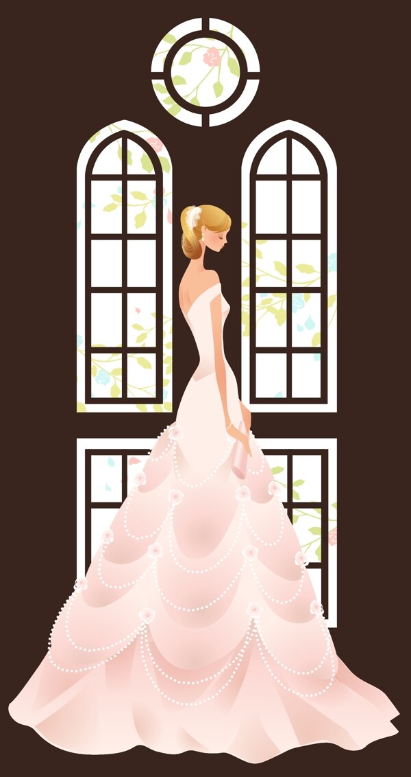 40P之7卡通系列唯美漂亮的婚纱新娘矢量素材sxzj
