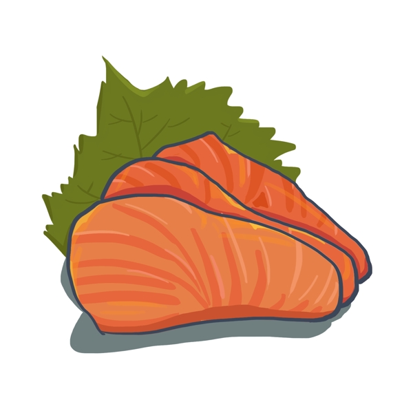 手绘海鲜鱼肉插画