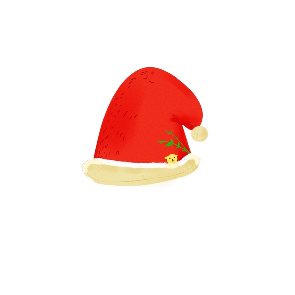 手绘圣诞节红色圣诞帽插画