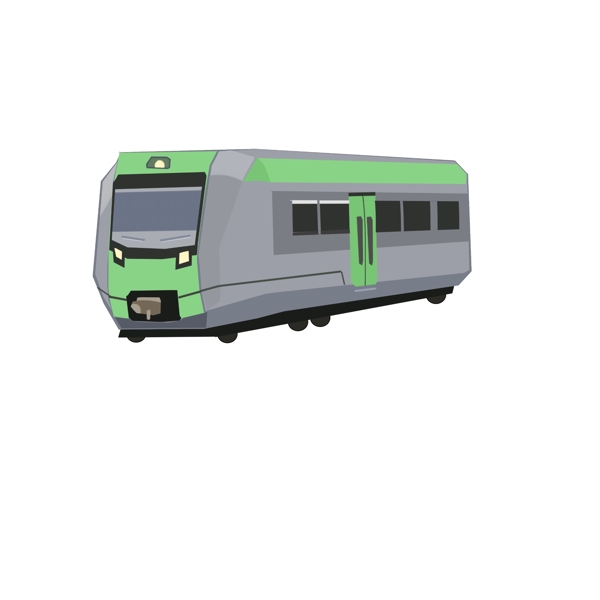 灰绿色复古火车插画