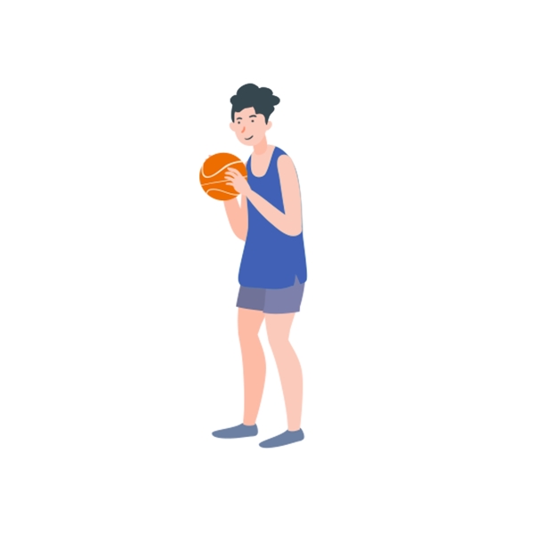 扁平运动男孩打篮球