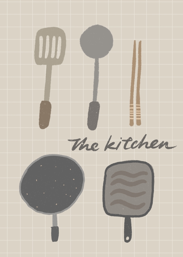 可爱厨房用具插画