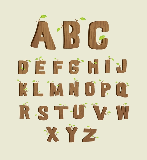 精美木纹英文字母设计