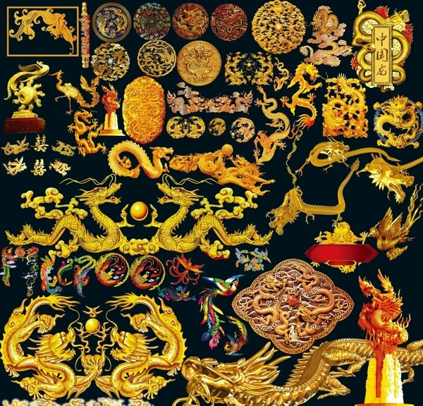 中国传统元素龙凤素材