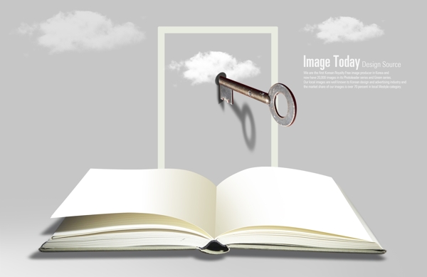 开启大门钥匙与书本创意设计PSD分层素材