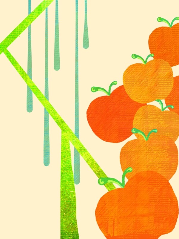 简约橘色西红柿客厅装饰画
