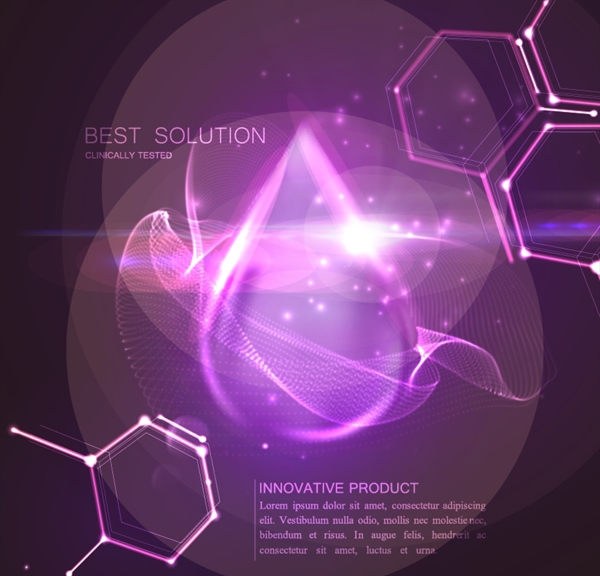 紫色分子结构水滴光效背景